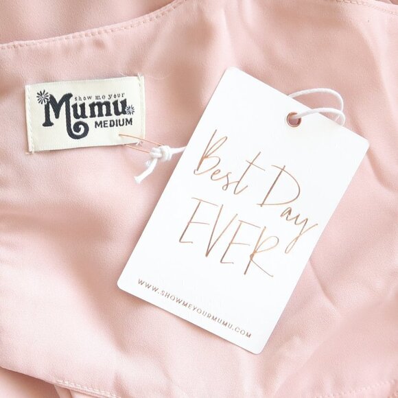 Show Me Your MuMu Weddings Lauren Pale Pink Tie Back Bridesmaid Maxi Dress M - Picture 10 of 16